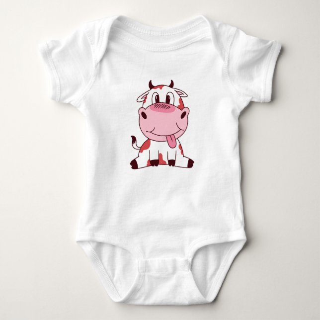 Cute Baby Cow Baby Bodysuit (Front)