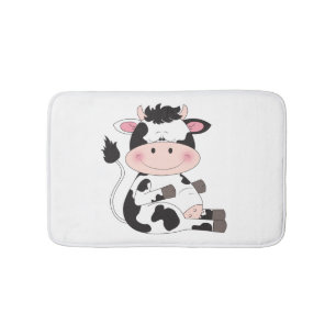 Cute Baby Cow Cartoon Bath Mat