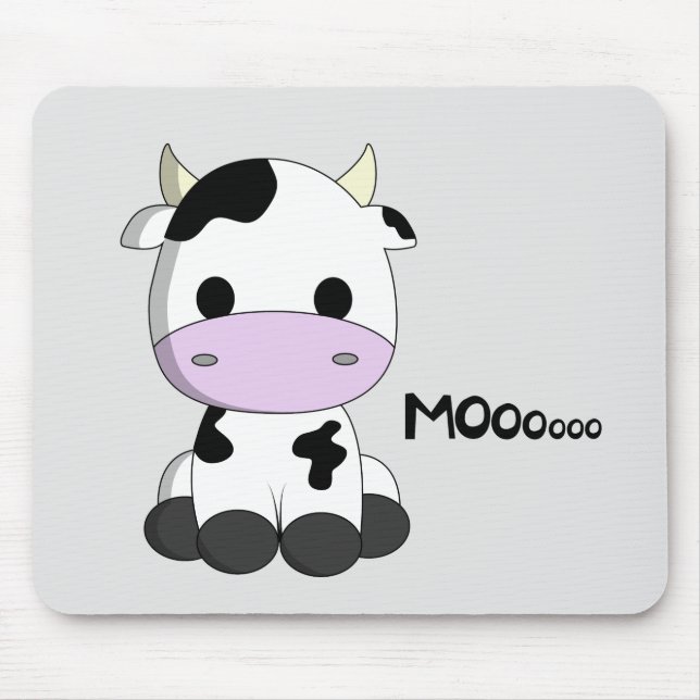 Cute baby cow cartoon kids mouse pad (Front)