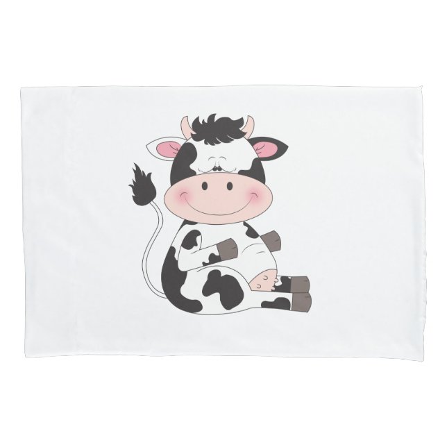 Cute Baby Cow Cartoon Pillowcase (Front)