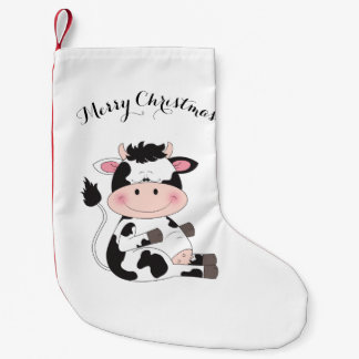 Cute Baby Cow Cartoon Small Christmas Stocking