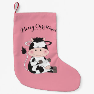 Cute Baby Cow Cartoon Small Christmas Stocking
