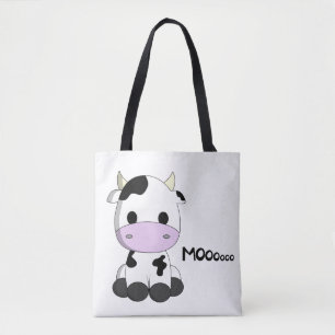 Cute baby cow cartoon tote bag