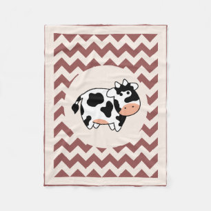 Cute Baby Cow Chevron Fleece Blanket