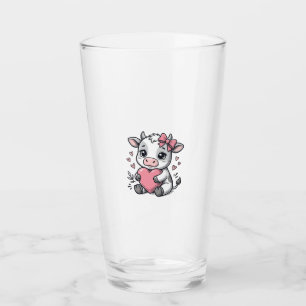 Cute Baby Cow Heart Vintage Engraving Shirt Design Glass