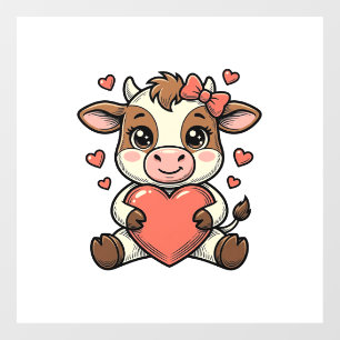 Cute Baby Cow Holding Heart Vintage Engraving Shir