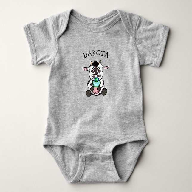 Cute Baby Cow Personalised Baby Bodysuit (Front)