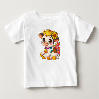 Cute Baby Cow with Flowers Tshirt
