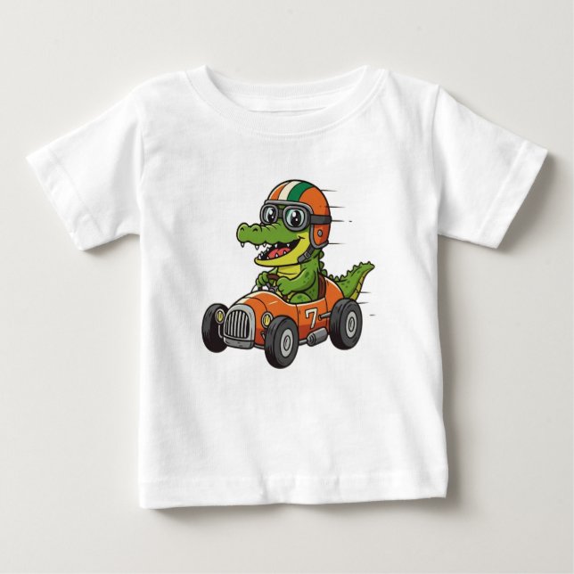 CUTE BABY CROC RACE CAR DRIVER BABY T-Shirt (Front)