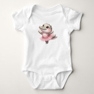 Cute baby crocodile practicing ballet bodysuit