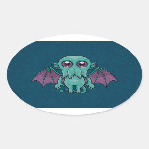 Cute Baby Cthulhu Monster Oval Sticker