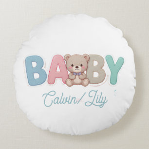 Cute Baby Custom Typography-Tiny hand, Big dream Round Cushion