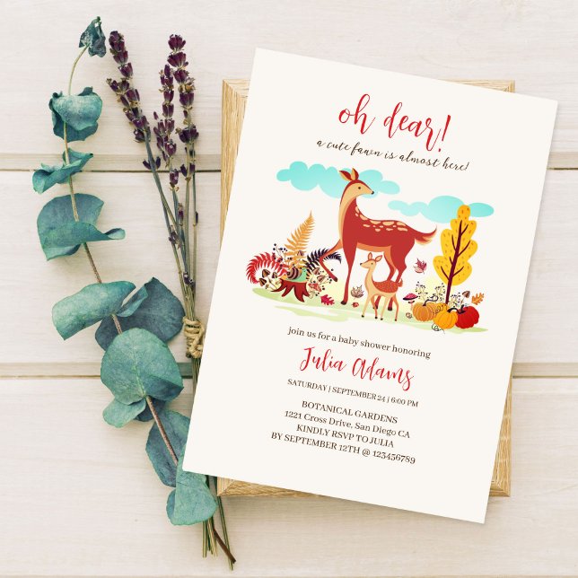 Cute Baby Dear Wildlife Forest Baby Shower Invitation (Creator Uploaded)