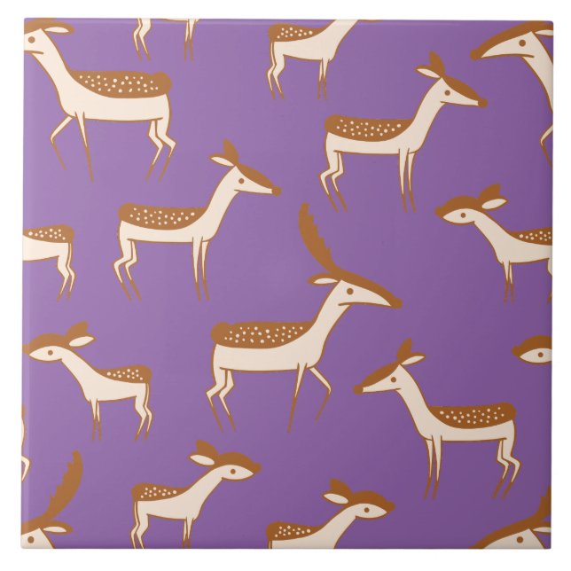 Cute Baby Deer and Family Ceramic Tile (Front)