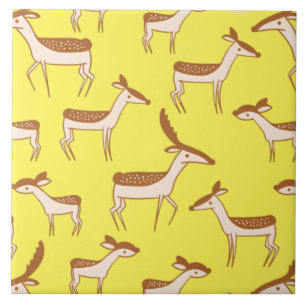 Cute Baby Deer and Family Ceramic Tile