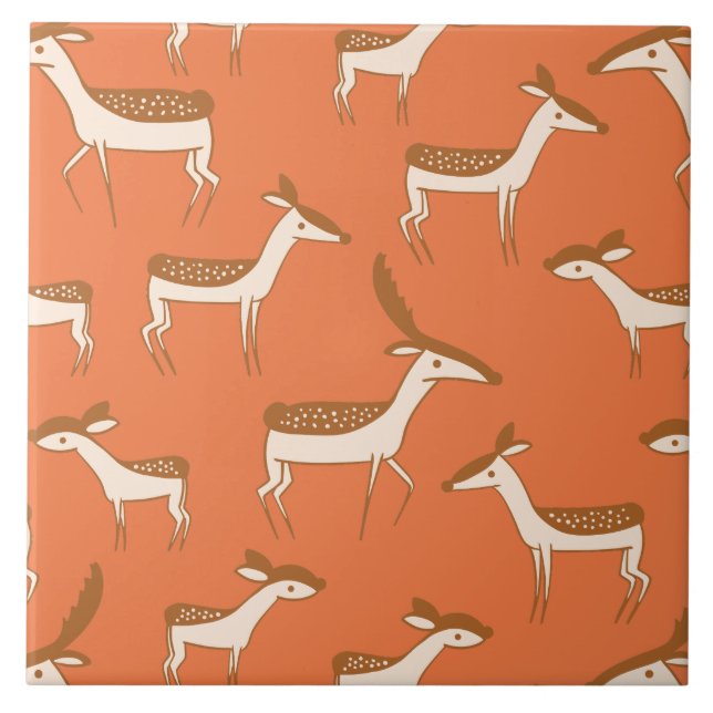 Cute Baby Deer and Family Ceramic Tile (Front)