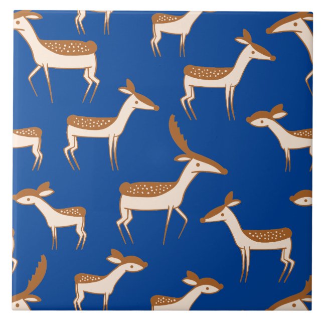 Cute Baby Deer and Family Ceramic Tile (Front)