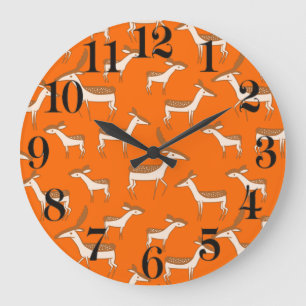 Cute Baby Deer and Family Large Clock