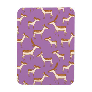 Cute Baby Deer and Family on Lavender Purple Magnet