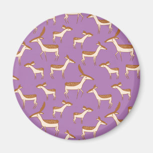 Cute Baby Deer and Family on Lavender Purple Magnet