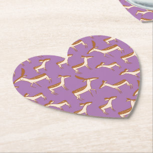 Cute Baby Deer and Family on Lavender Purple Paper Coaster