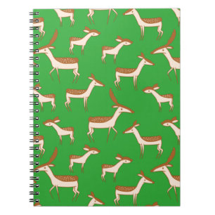 Cute Baby Deer and Family on Light Green Notebook