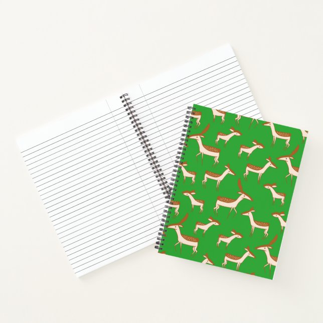 Cute Baby Deer and Family on Light Green Notebook (Inside)