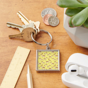 Cute Baby Deer and Family on Pastel Yellow Key Ring
