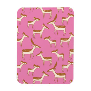 Cute Baby Deer and Family on Pink Magnet