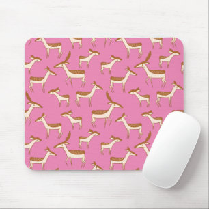 Cute Baby Deer and Family on Pink Mouse Pad