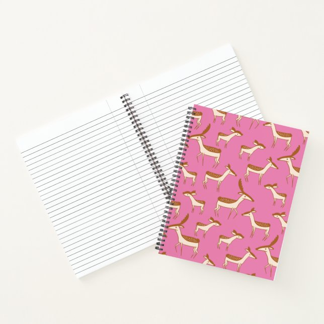 Cute Baby Deer and Family on Pink Notebook (Inside)