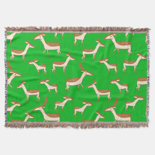 Cute Baby Deer and Family Throw Blanket (Front)