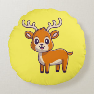 Cute Baby Deer Cartoon-23501 Round Cushion