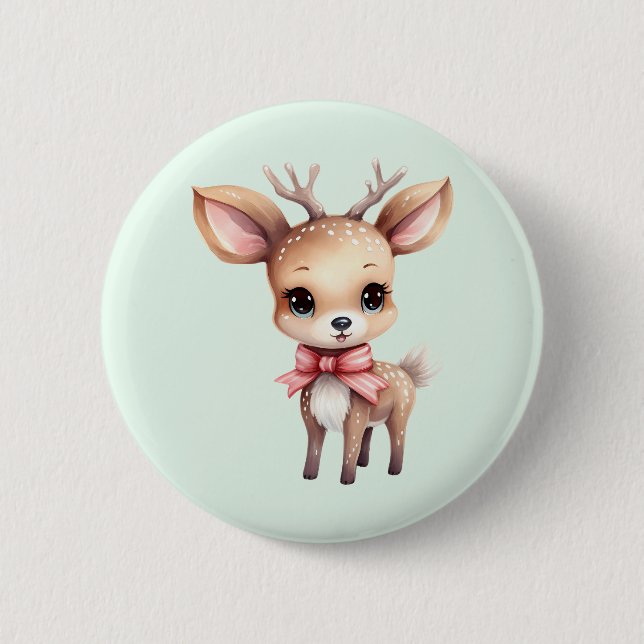 Cute Baby Deer Cartoon Illustration 6 Cm Round Badge (Front)