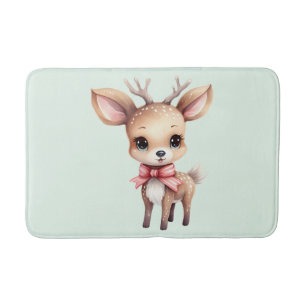 Cute Baby Deer Cartoon Illustration Bath Mat