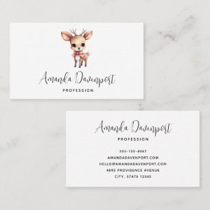 Cute Baby Deer Cartoon Illustration Business Card