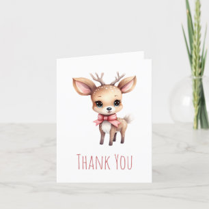 Cute Baby Deer Cartoon Illustration Thank You Card