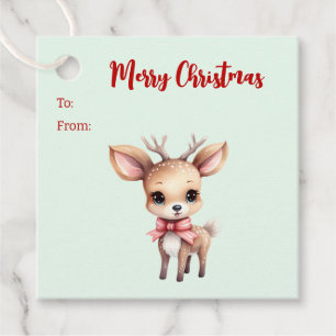 Cute Baby Deer Cartoon Illustration To and From Favour Tags