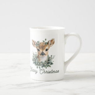 Cute Baby Deer Christmas Bone China Mug