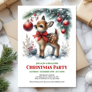 Cute baby deer Christmas kids invitation editable