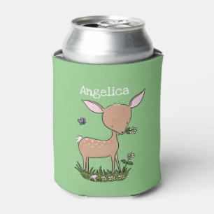 Cute baby deer fawn cartoon illustration can cooler