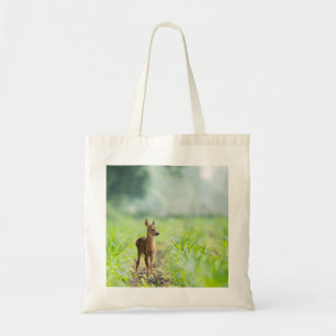 Cute Baby Deer Fawn in Grass Nature Photography Tote Bag