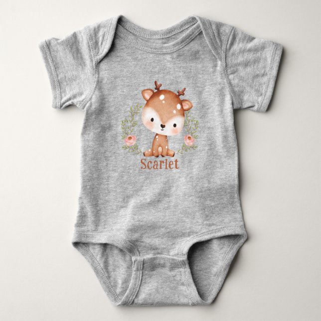 Cute Baby Deer First Birthday I Baby Shower Bodysuit (Front)
