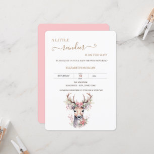 Cute Baby Deer Holly Berry Baby Shower   Invitation