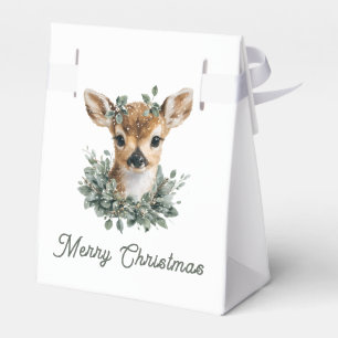 Cute Baby Deer Merry Christmas – Watercolor Fawn  Favour Box