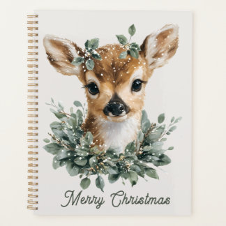 Cute Baby Deer Merry Christmas – Watercolor Fawn  Planner