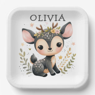 Cute Baby Deer Personalised Paper Plate