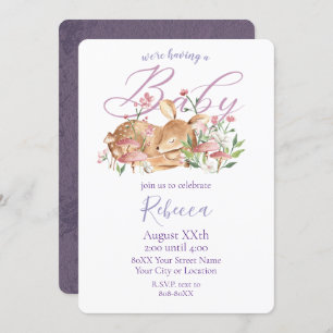 Cute Baby Deer Sleeping in Flowers Invitation