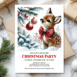 Cute baby deer winter scene Christmas party invite