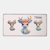 Cute Baby Deer with Antlers and Flowers